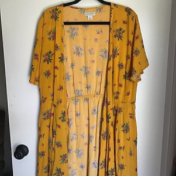 Dresses & Skirts - XL Peyton Parker Yellow Floral Wrap Mini Dress